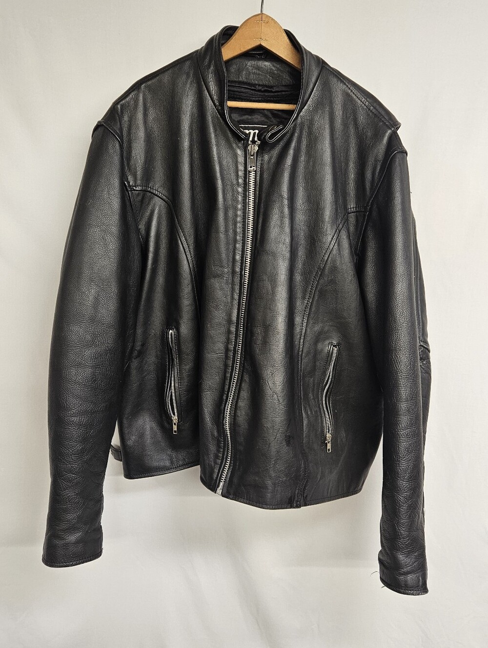 Mega Force Vintage Heavy Leather Jacket Motorcycle Biker Coat Size 52